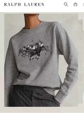 Polo by Ralph Lauren Heather Gray Crewneck with Polo Player Graphic
